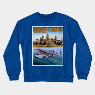 ANGKOR WAT CAMBODIA Vintage Imperial Airways Travel and Tourism Advertising Print Crewneck Sweatshirt